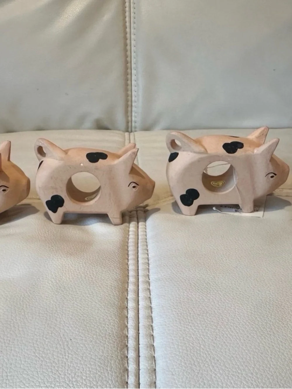 Set of 4 Ceramic Pig Napkin Holders w/ Tags Farmhouse Kitchen Decor